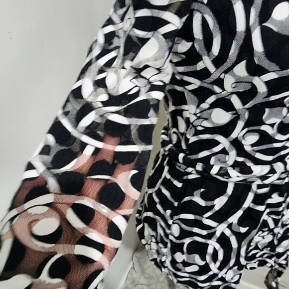 INC International Concepts Black White Betlted Button Blouse Shirt - Picture 8 of 8